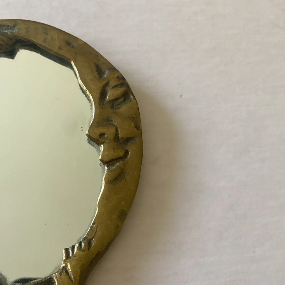 Vintage Gold Handheld Mirror Wall Decor